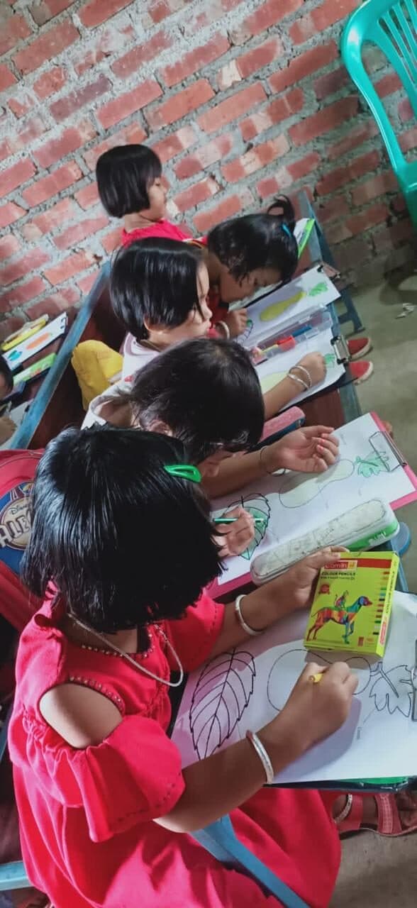 Children at work during the World Environment Day painting competition