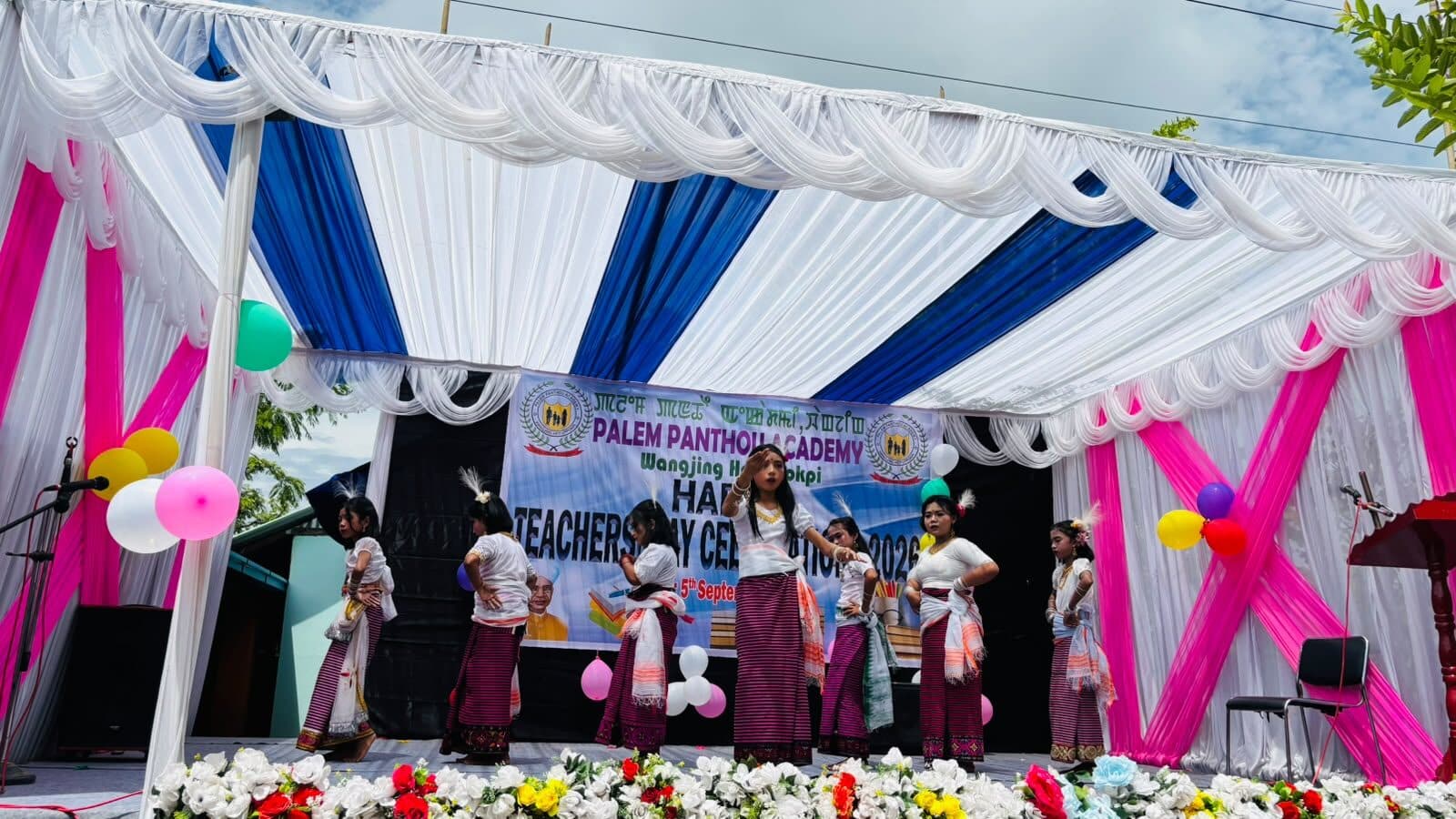 The decorated stage during the Teachers' Day programme