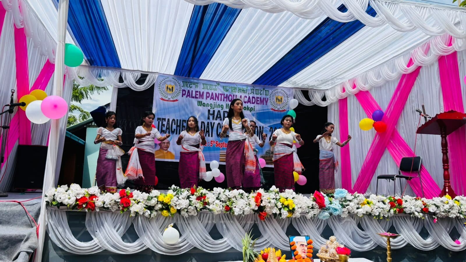 Students in traditional dress during the cultural programme